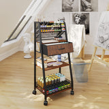 Homsorout 3 Tier Rolling Cart - Metal Utility Cart with Storage Drawer and Wheels, Versatile Art & Craft Organizer for Home, Office, or Studio - Ideal for Storing Brushes, Paints, and Supplies Homsorout
