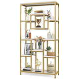 Tribesigns 71" Gold and White Modern 11-Tier Etagere Bookshelf for Elegant Storage and Display Tribesigns