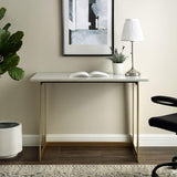 Walker Edison Modern Glam Faux Top Laptop Writing Desk Home Office Workstation Small, 42"L x 20"W x 30"H, Marble/Gold Walker Edison