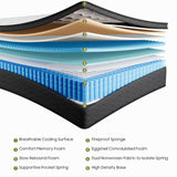 PECHINOU Queen Mattress, 12 Inch Mattress Queen Size, Hybrid Matress in a Box, Memory Foam & Medium Firm Support, Oeko-TEX & CertiPUR-US Certified, Pressure Relief, Cool & Breathable PECHINOU