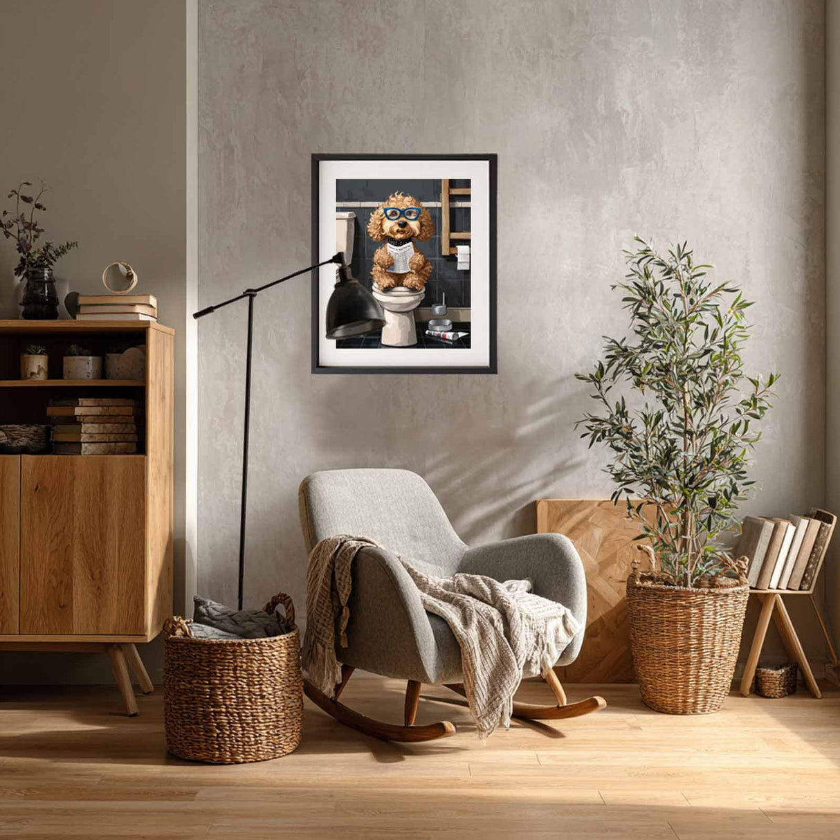 Animals in Bathroom Paint by Number, Dog Wall Art, Animal on Toilet Paint by Numbers Kit for Adults, Funny Number Painting, Animal Bathroom Acrylic Paintings, Home Wall Decor, 16x20inch, No Frame Cawpom