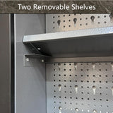 Industrial Steel Garage Storage Cabinet System, Included Pegboard Wall Cabinet Wood Table Top, for Auto Repair Shops, Utility Room JZD