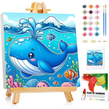 Reivworl Dolphin Paint by Numbers Kit for Kids, Dolphin Paint by Number with Frame and Easel, Paint by Number Kids Age 5-8-12 for Gifts and Decor (8X8 Inch) Reivworl
