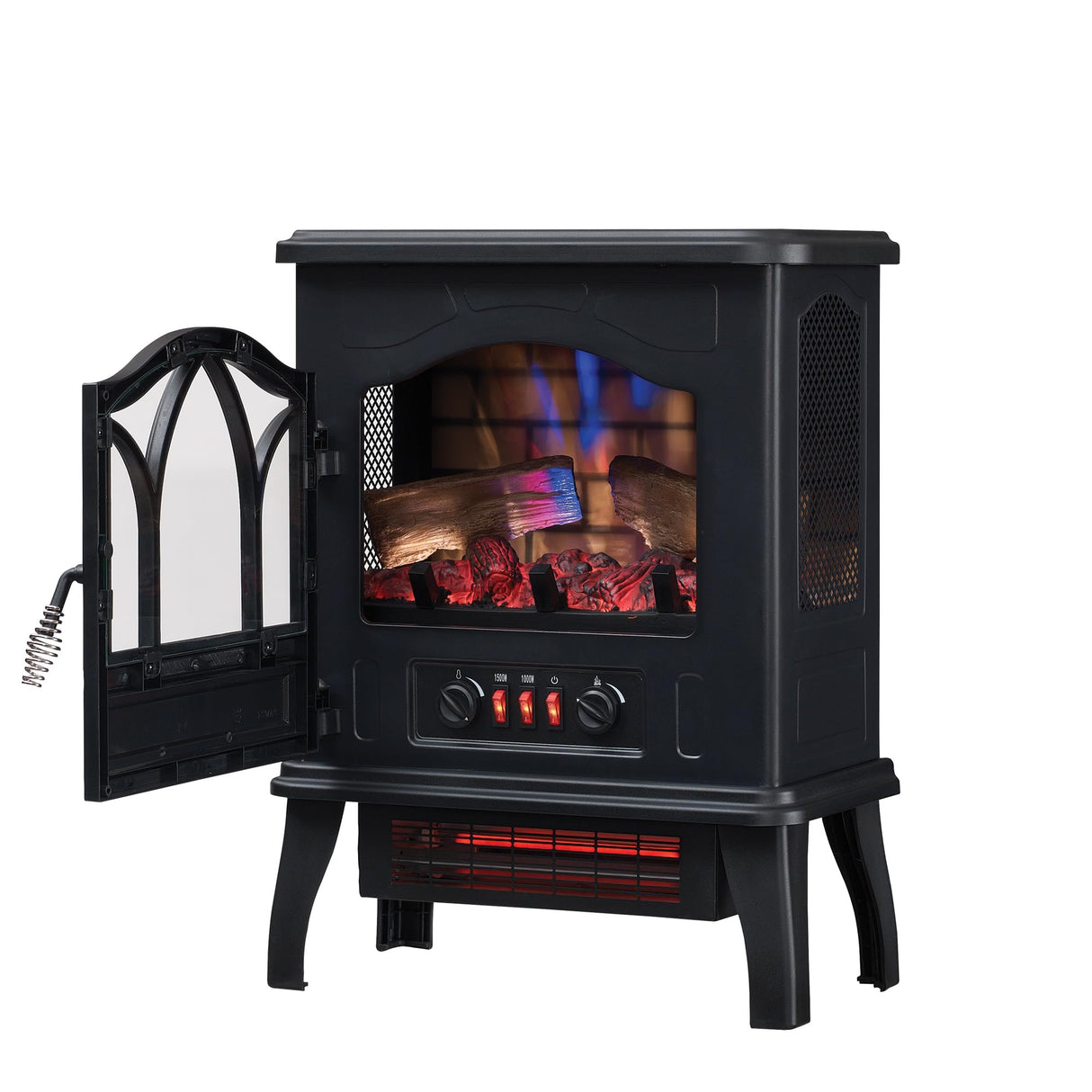 duraflame® 3D Infrared Quartz Electric Fireplace Stove Heater, Black Duraflame