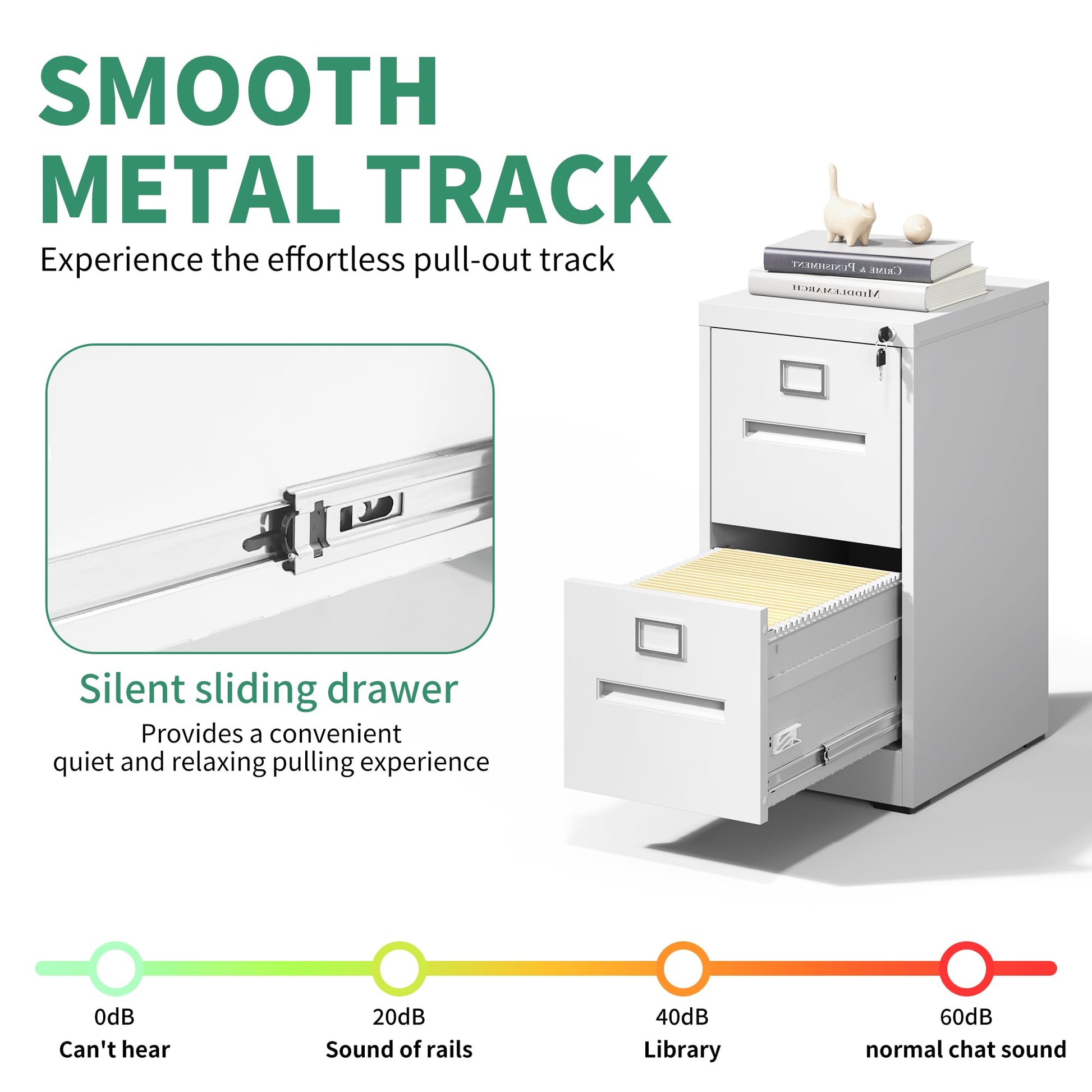 VIYET 2 Drawer File Cabinet,Metal Filing Cabinets with Lock,White Vertical File Cabinet for Home Office,Heavy Duty Metal Storage Cabinet for A4/Letter/Legal Size File,Assembly Required - WoodArtSupply