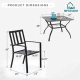 MFSTUDIO Outdoor Dining Set for 4, Patio Table and Chairs Set with Umbrella Hole, Metal Patio Furniture Set for Deck/Backyard/Poolside/Garden MFSTUDIO