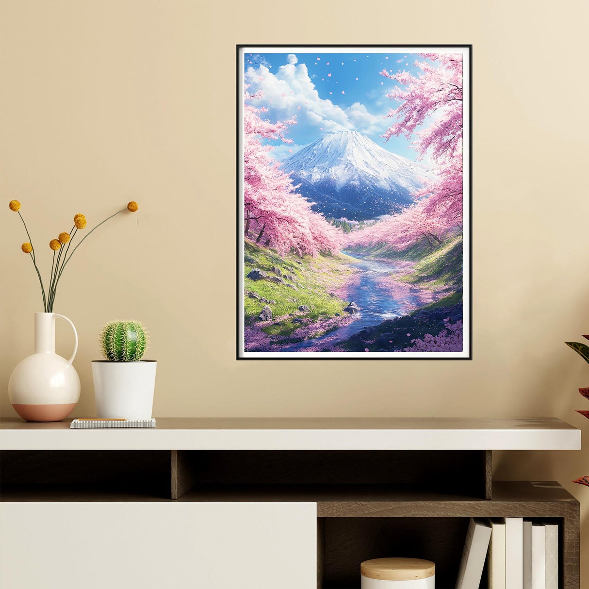 Reofrey DIY Diamond Art Kits for Adults Mount Fuji, Landscape Full Drill Round Rhinestone Diamond Painting Kits for Adults, Cross Stitch Embroidery Canvas for Crafts Home Wall Decor 30x40cm Reofrey