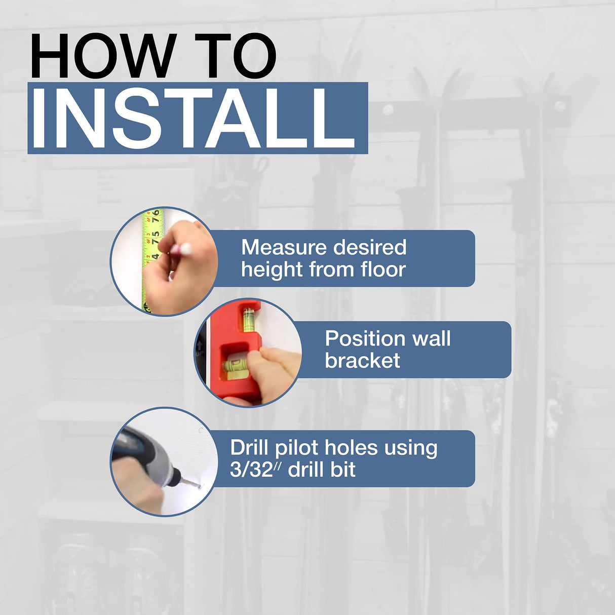 StoreYourBoard Ski Wall Storage Rack – Ski Rack Wall Mount Holds 8 Pairs, Heavy-Duty Steel Ski Holders for Wall, Space-Saving Ski Rack for Garage & Home, Holds Up to 200 lbs StoreYourBoard