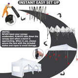 COBIZI 10x30 Pop Up Canopy with 8 Sidewall,Heavy Duty Canopy UPF 50+ All Season Wind Waterproof Commercial Outdoor Wedding Party Tents for Parties Canopy Gazebo with Roller Bag(10 x 30 ft White) COBIZI