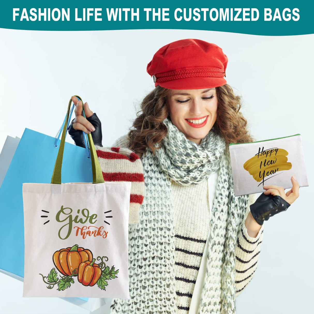 MAFYE 30 Pack Sublimation Blanks Tote bags, Reusable Grocery Bags DIY Heat Transfer Canvas Tote Bags Cosmetic Makeup Bags Shopping Bags with Customized Color for DIY, Advertising, Christmas Craft MAFYE