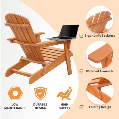 Wood Adirondack Chair Outdoor Chairs Patio Chairs Lawn Chair Wooden Patio Folding Chair for Outside Porch Chair Fire Pit Chairs for Garden Backyard Pool Balcony Patio Outdoor Furniture Patio Seating