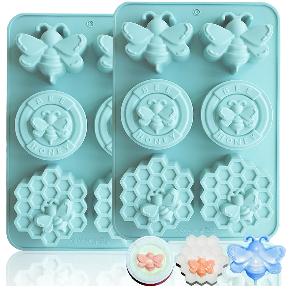 2Pcs Bee Silicone Molds Honeybee Silicone Mold for Making Homemade Soap, Lotion Bar, Jello, Bath Bomb, Beeswax, Candle BZIDII