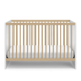 Storkcraft Calabasas 3-in-1 Convertible Crib (White with Driftwood) – GREENGUARD Gold Certified, Fits Standard Crib Mattress, Converts to Toddler Bed, Modern Style, Easy 30-Minute Assembly Storkcraft