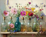 Apcufir Flowers Paint by Numbers for Adults,Wildflowers in Stained Glass Paint by Numbers on Canvas,Painting by Number Kits for Offices and Home Wall Decor 16X20 Inch Apcufir