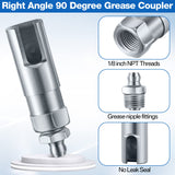 Saillong Grease Gun Coupler with 1/8 inch NPT Threads, Push on Slotted Right Angle 90 Degree Grease Coupler Fits Standard 1/8 inch NPT Grease Hoses, 2.1 Inch Length Saillong