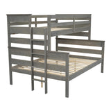 Harper & Bright Designs Twin XL Over Queen Bunk Bed with Ladder in Grey - Stylish and Sturdy Wood Frame Harper & Bright Designs