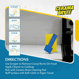 Cerama Bryte 1 x Scraper & 1 x Pad Kit Cooktop and Stove Top Cleaner for Glass - Ceramic Surfaces, 2 Piece Set Cerama Bryte