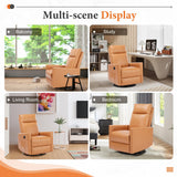 Sweetcrispy Recliner Chair, 360 Swivel Rocker Chair for Adults, Glider Rocker Recliners, Nursery Chairs for Living Room, High Back, Upholstered Deep Seat,Brown Sweetcrispy