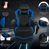 TOMANOR Gaming Recliner Adjustable Massage Gaming Chair with Cup Holder Footrest Ergonomic Single Sofa Living Room Home Theater Seating with Side Pouch, Blue TOMANOR
