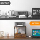 Homeiju Printer Stand for Desk, 2 Tier Printer Stand with Storage,Printer Stand with Drawer,Multi-Purpose Desktop Printer Stand,Heavy Duty Desk Shelf/Desk Organizer for Home Office Homeiju