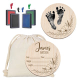 Mayyi Newborn Birth Announcement Sign,Personalized Newborn Handprint and Footprint Sign,Custom Engraved Wooden Baby Name Sign,Newborn Photo Props, Mayyi