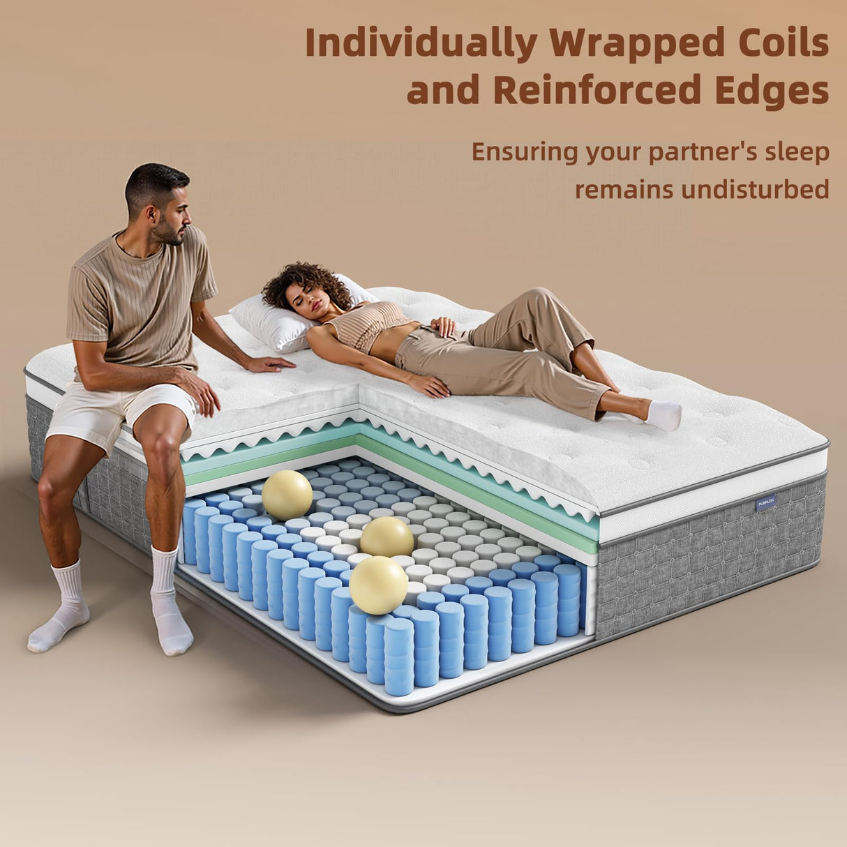 Mattress Full Size, Medium Firm 14 Inch Mattress with Extra Lumbar & Shoulder Support, Hybrid Mattresses with Gel Memory Foam Pain Relief - Fiberglass Free - No Odor - 365 Night Trial PUBPLON