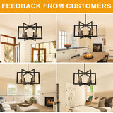 21.6" Black Farmhouse Chandelier,6-Light Geometric Dining Room Fixture,Modern Industrial Foyer Lighting Fixtures,Rustic Farmhouse Hanging Pendant Lights for Kitchen Island,Living Room,Bedroom,Entryway UnicozoHome