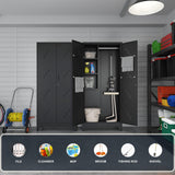 75" Taller Metal Garage Storage Cabinet,Tool Chest, Large Offiice Storage Cabinet wiith Lock Doors, Stainless Steel Bottom Plate with Holes,Utility Room Organization(H75* D16.53*L33.85)(BLACK) ZONLESON