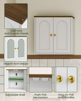 CHOEZON Bathroom Wall Cabinet, Medicine Cabinet with Adjustable Shelf, Modern Wall Cabinet with 2 Doors, Farmhouse Wall Mounted Storage Cabinet, for Bathroom, Living Room, Kitchen, White and Walnut CHOEZON