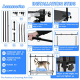 LEIBOU H-Shape Dog Grooming Arm Pet Supplies Grooming Table Arm with 3 Noose and Clamp Heavy Duty Aluminum Alloy Frame with 35.4” Adjustable Height and 36.2” ~ 50” Adjustable Width Dog Grooming Kit LEIBOU