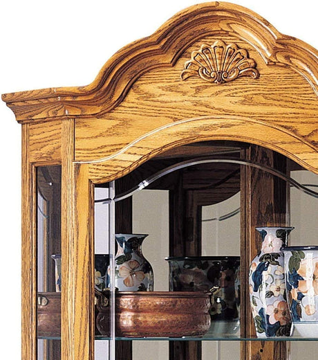 Howard Miller Wilshire Curio Cabinet, Golden Oak Finish with Lights Storage Cabinet - Adjustable Glass Shelves, Level Display Cases for Decorative Items, Collectibles, Living Room & Office Howard Miller