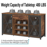 LVB Rustic Brown Large Bar Cabinet with Fridge Space and Storage Drawers LVB