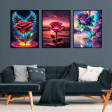 Diamond Art Kits for Adults, 3 Packs Rose Blossom Diamond Art Painting Kits for Beginners, 5D DIY Full Drill Gem Craft for Adult Gifts, Home Wall Decor 12" x 16" croshom