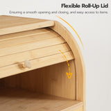 HOOBRO Bread Box, Natural Bamboo Bread Box for Kitchen Countertop, 2 Tier Roll-Top Bread Bin, Food Storage Box, Storage Cabinet, for Kitchen, Dining Room, Natural YL13MB01 HOOBRO