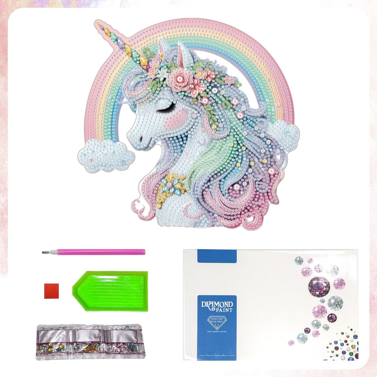 Tabletop Diamond Painting Ornaments Kits, Special Shaped Rhinestone Statues Desk Placement Ornament , 5D Rainbow Unicorn Diamond Art Figurines Sculpture Ornaments Crafts Kits for Adults Beginners Baipisan