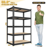 REIBII 2000LBS Storage Shelves 5 Tier Garage Shelving Heavy Duty Metal Shelves for Storage Adjustable Metal Shelving Units for Kitchen Pantry Basement, 28" Wx 13.8" Dx 59.8" H REIBII