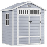 DWVO 6x4.4 FT Resin Storage Shed with Fence-Style and Side Windows, Lockable Door, and Vents for Garden, Backyard, Patio, Lawn, Gray DWVO