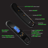 LIKEPAI Instant Read Meat Thermometer for Kitchen Cooking, Ultra Fast Precise Waterproof Digital Food Thermometer with Backlight, Magnet and Foldable Probe for Deep Fry, Outdoor BBQ, Grill（Black） LIKEPAI