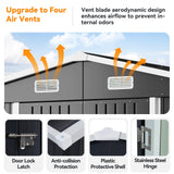 Breezestival 10x12FT Outdoor Storage Shed, Metal Garden Shed with Lockable Double Doors & Sloping Roof, Weather-Resistant Tool Shed for Backyard, Patio, Poolside Black Breezestival