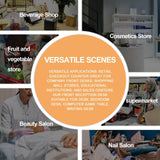 Modern Reception Desk with LED Lights Office Front Counter Desk Receptionist Table Retail Checkout Counter for Shop Beauty Salon Lobby White and Black Left High 63inch/ 160cm Thcbme