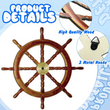 Tatuo 2 Pcs Ship Wheel Wall Decor Pirate Decorations Thin Flat Wooden Nautical Wall Art 2D Wood Beach Boat Cruise Ship Steering Wheel for Home Bedroom Decor(18 Inch) Tatuo