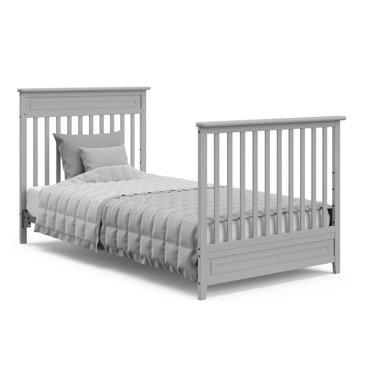 STORKCRAFT Petal 4-in-1 Convertible Mini Crib (Pebble Gray) – GREENGUARD Gold Certified, Converts to Daybed and Twin-Size Bed, Includes Bonus 2.75-inch Mini Crib Mattress STORKCRAFT