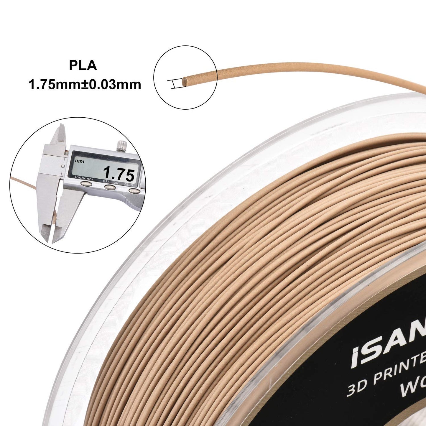 iSANMATE Wood Filament 1.75mm, PLA+ Wood Filament 1.75mm, 3D Printer Filament 1kg/Spool (Update 20% Real Wood Fiber) - WoodArtSupply