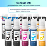 OFFICENTER T522 522 Ink Refill Bottles for Ecotank ET-2800 ET-2720 ET-2803 ET-4700 ET-4800 ET-4810 ET-2400 ET-2840 Printer (4BK 2C 2M 2Y) OFFICENTER