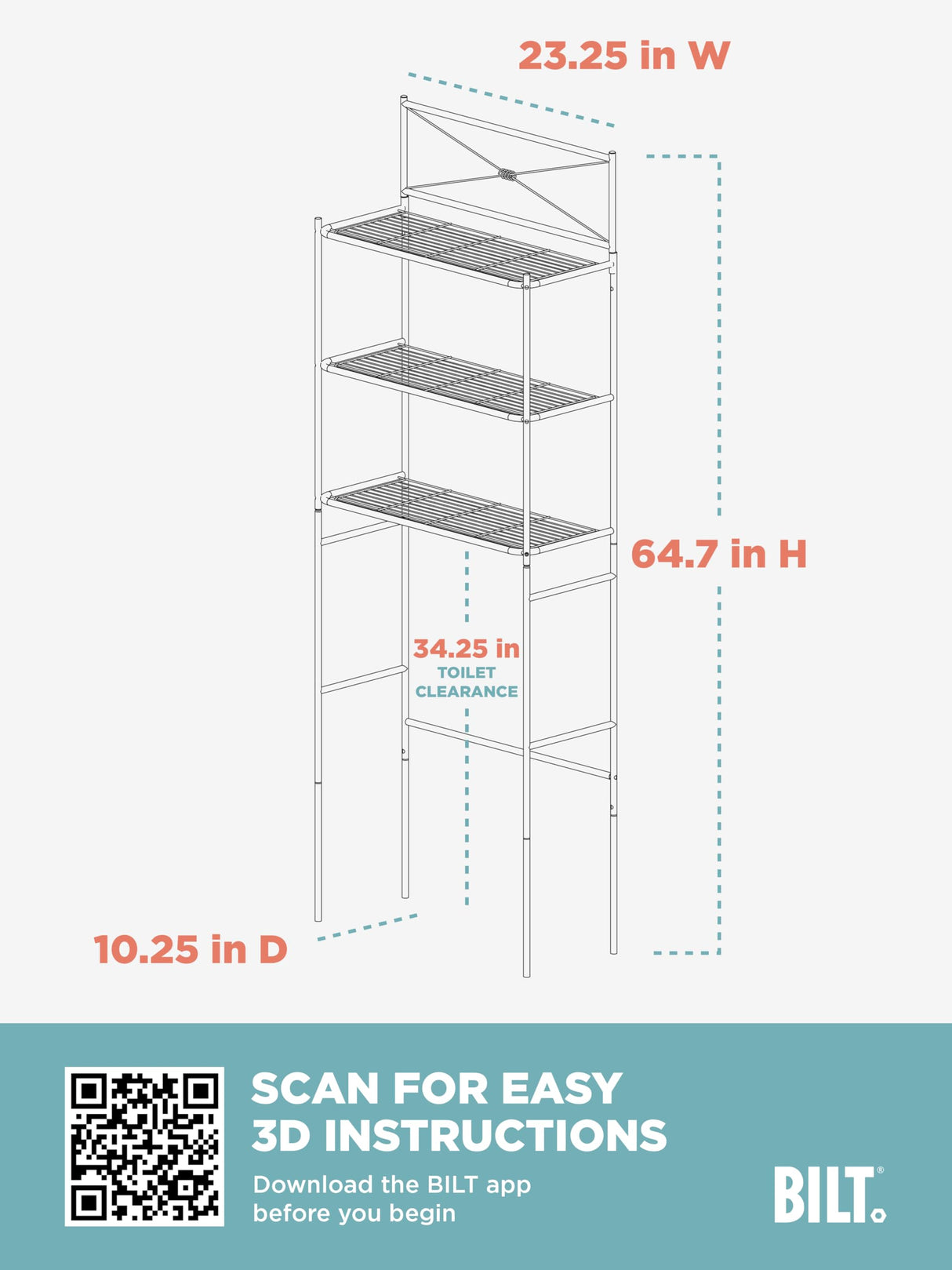 Zenna Home 2523NN Over the toilet storage, 23.25 x 64.7, Satin Nickel Zenna Home