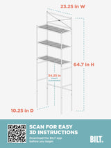 Zenna Home 2523NN Over the toilet storage, 23.25 x 64.7, Satin Nickel Zenna Home