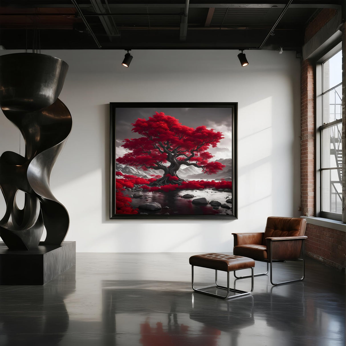 5D Diamond Art Kits for Adults Beginners,Red Leaf Tree DIY Full Round Drill Diamond Painting Kits,Scenery Paint by Diamonds Dots Gem Art Easy,Home Wall Decor 14X14 Inch Acelii