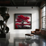 5D Diamond Art Kits for Adults Beginners,Red Leaf Tree DIY Full Round Drill Diamond Painting Kits,Scenery Paint by Diamonds Dots Gem Art Easy,Home Wall Decor 14X14 Inch Acelii