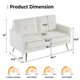 VINGLI 56" Modern White Loveseat,Small Sofa Couch with Deep Seat for Living Room,Faux Sherpa 2-Seater Sofa for Bedroom,Apartment,Office,Dorm,Small Space VINGLI