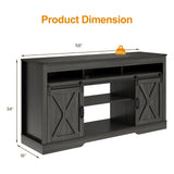 RoyalCraft TV Stand for 65+ Inch TV, Farmhouse 34'' Tall Entertainment Center for 23" Fireplace, Rustic TV Console with Sliding Bar Door for Living Room (Dark Grey) RoyalCraft